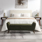 60'' Modern Storage Bench with Mid-Centruy Wood Legs,Bench with Storage for Living Room & Bedroom,Comfort Padded - Teddy Olive Green