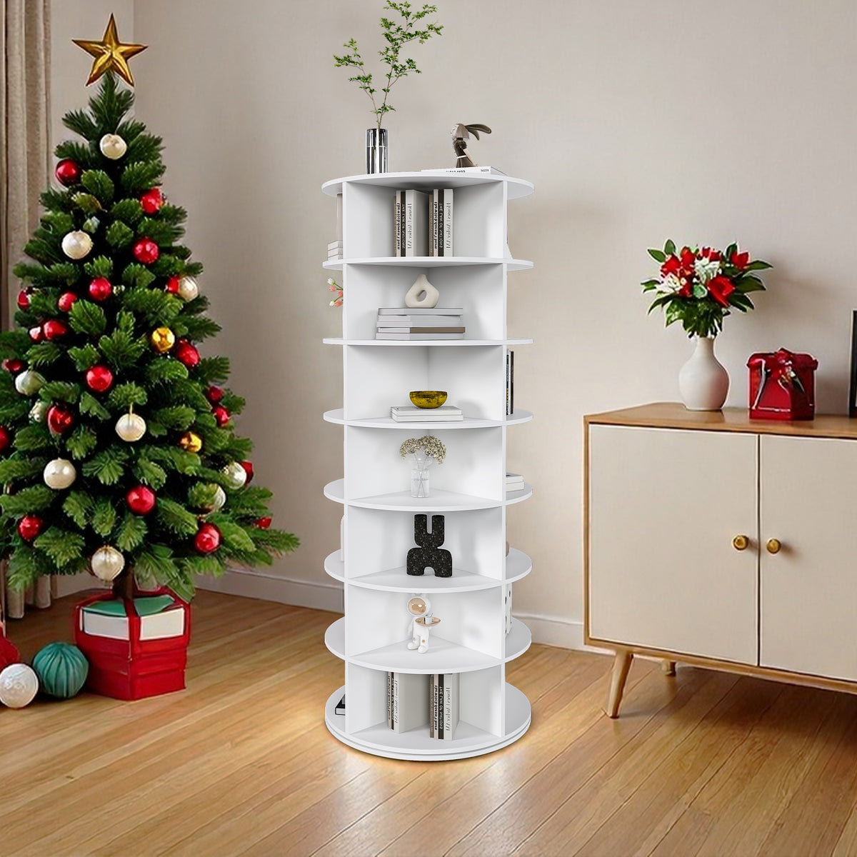 Rotating Shoe Rack Tower with 7-Tier Spinning Storage for Entryways for Living Room