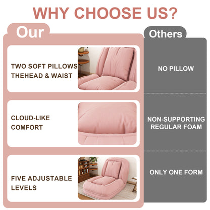 Pink Corduroy Foldable Sofa Bed - Primary Living Space for Living Room
