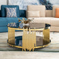 Modern Coffee Table - Double-Layer Tempered Black Glass  & Gold Stainless Steel Frame Living Room Table L 31.5 x W 31.5 x H 17.72 Inches easy assembly