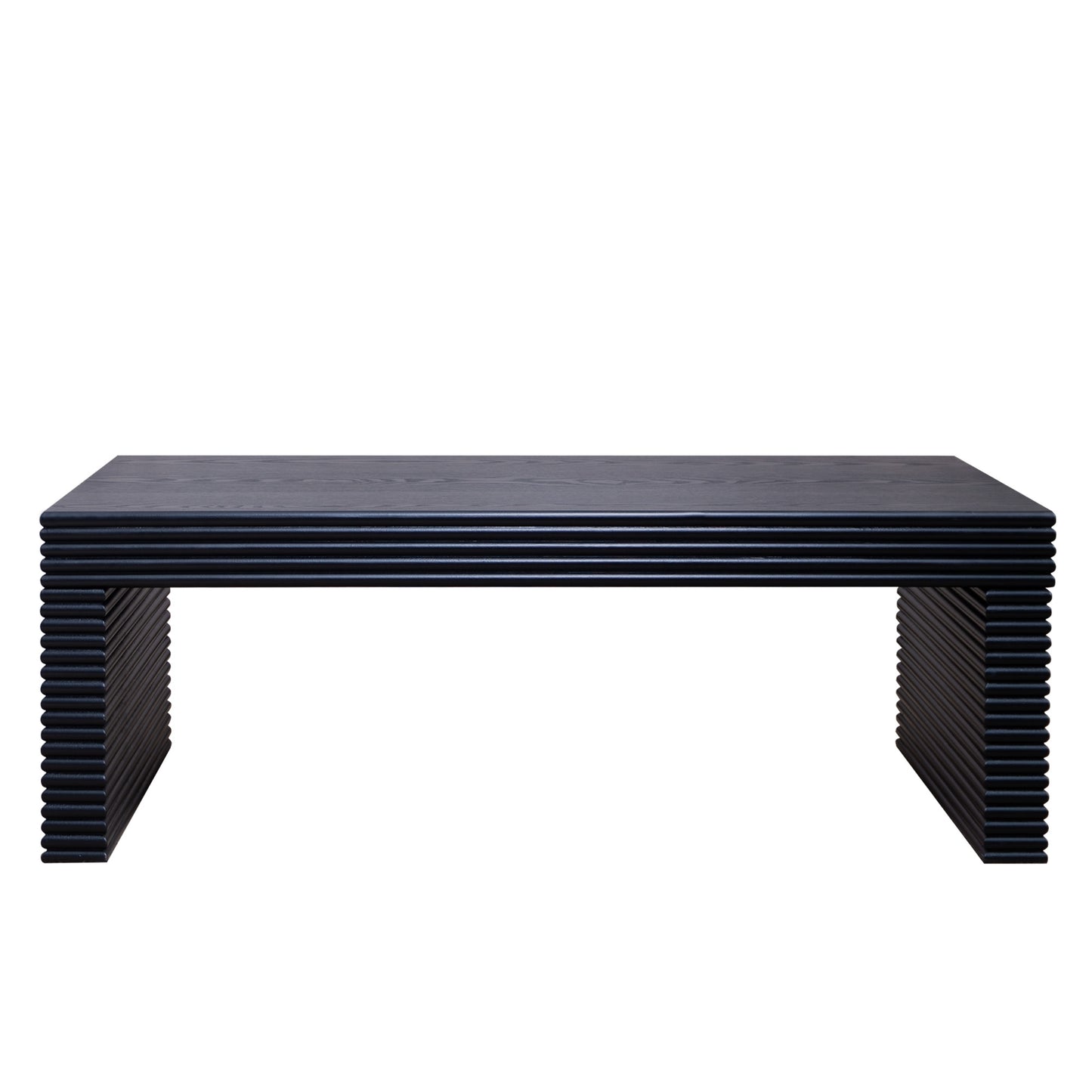 47.6" Modern Black Ribbed Coffee Table - Rectangular Low Profile Center Table