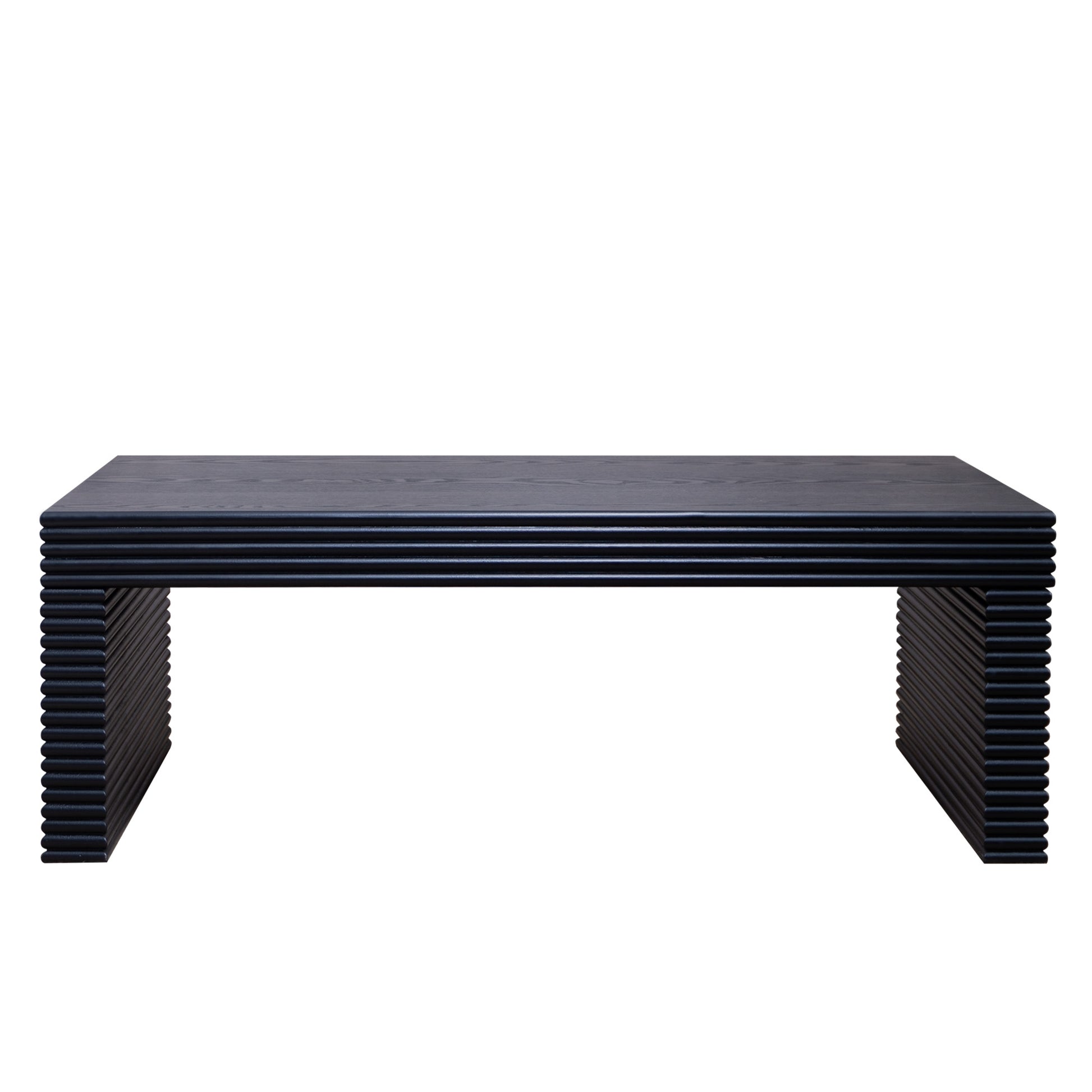 47.6" Modern Black Ribbed Coffee Table - Rectangular Low Profile Center Table