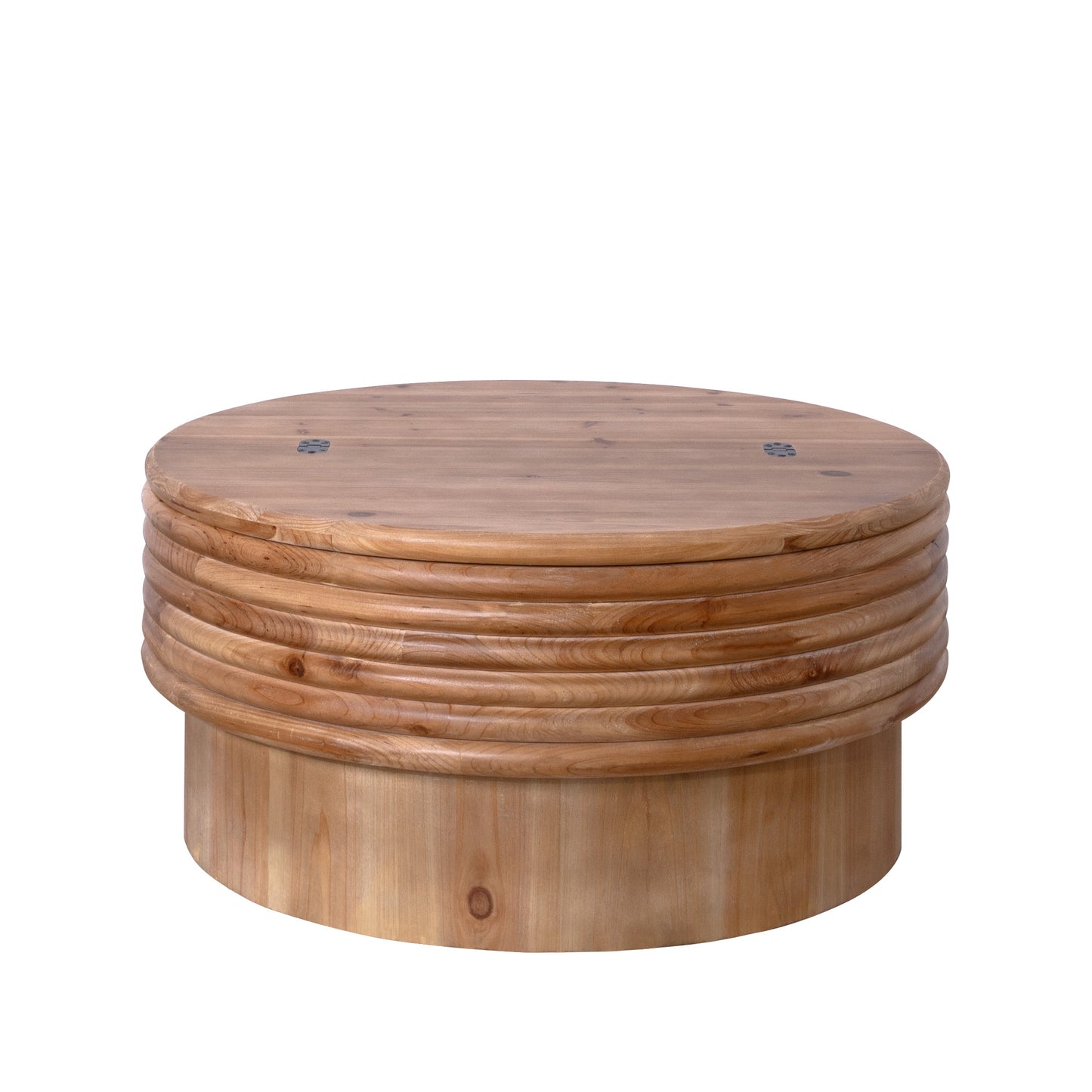 30.3" Round Engineered Wood Coffee Table with Storage