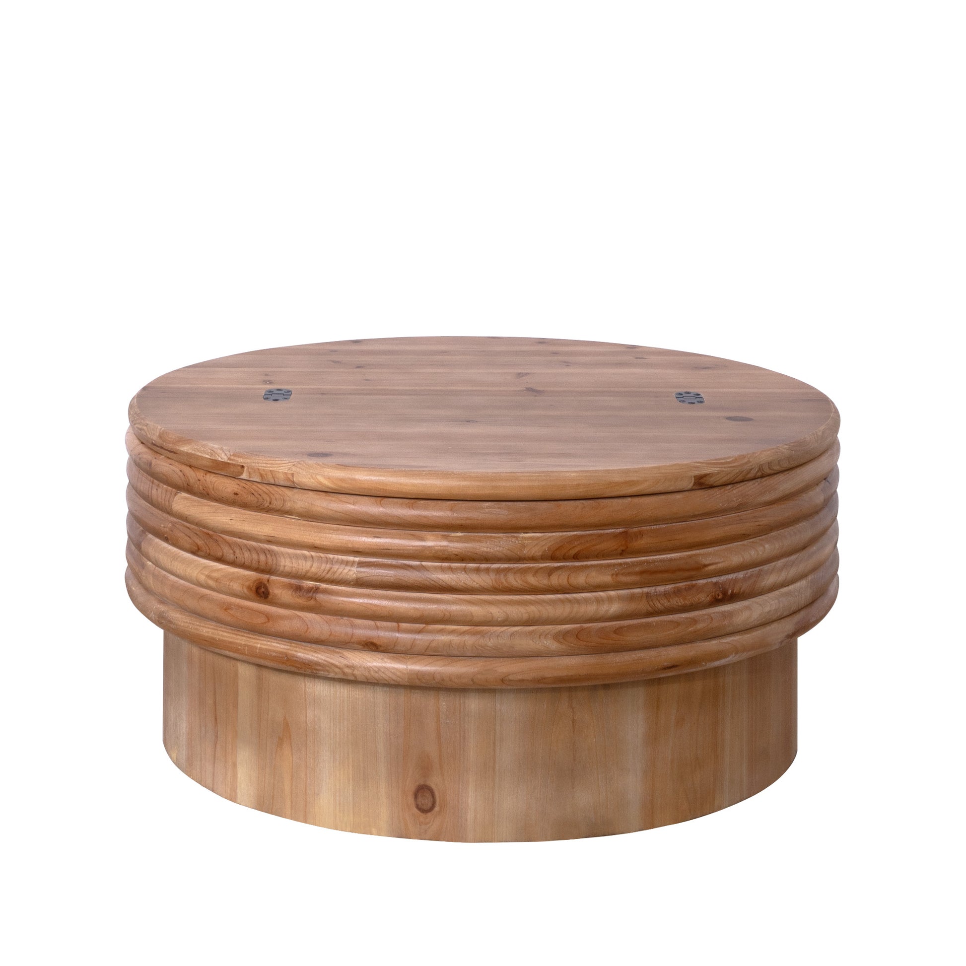 30.3" Round Engineered Wood Coffee Table with Storage