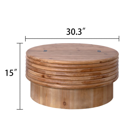 30.3" Round Engineered Wood Coffee Table with Storage