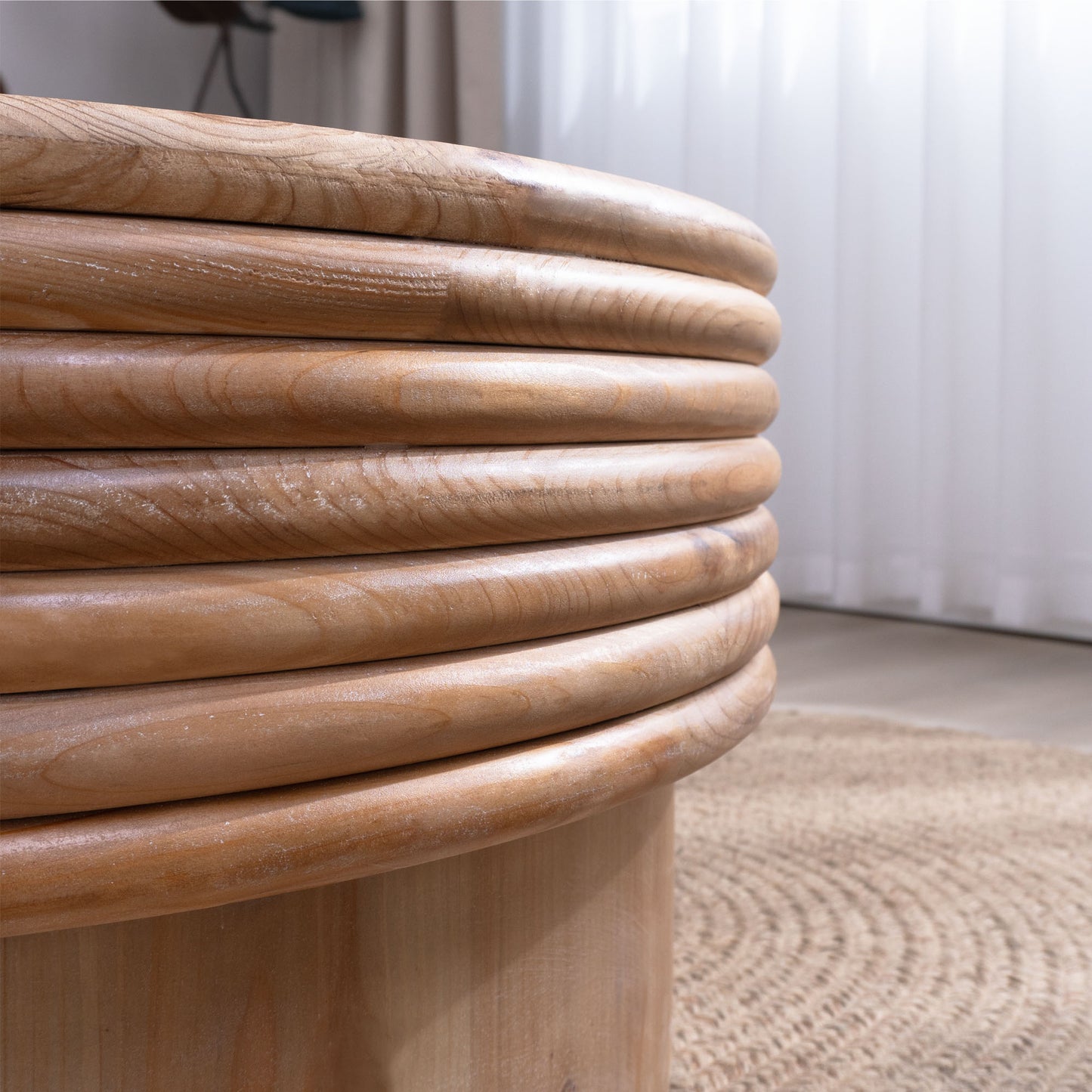 30.3" Round Engineered Wood Coffee Table with Storage