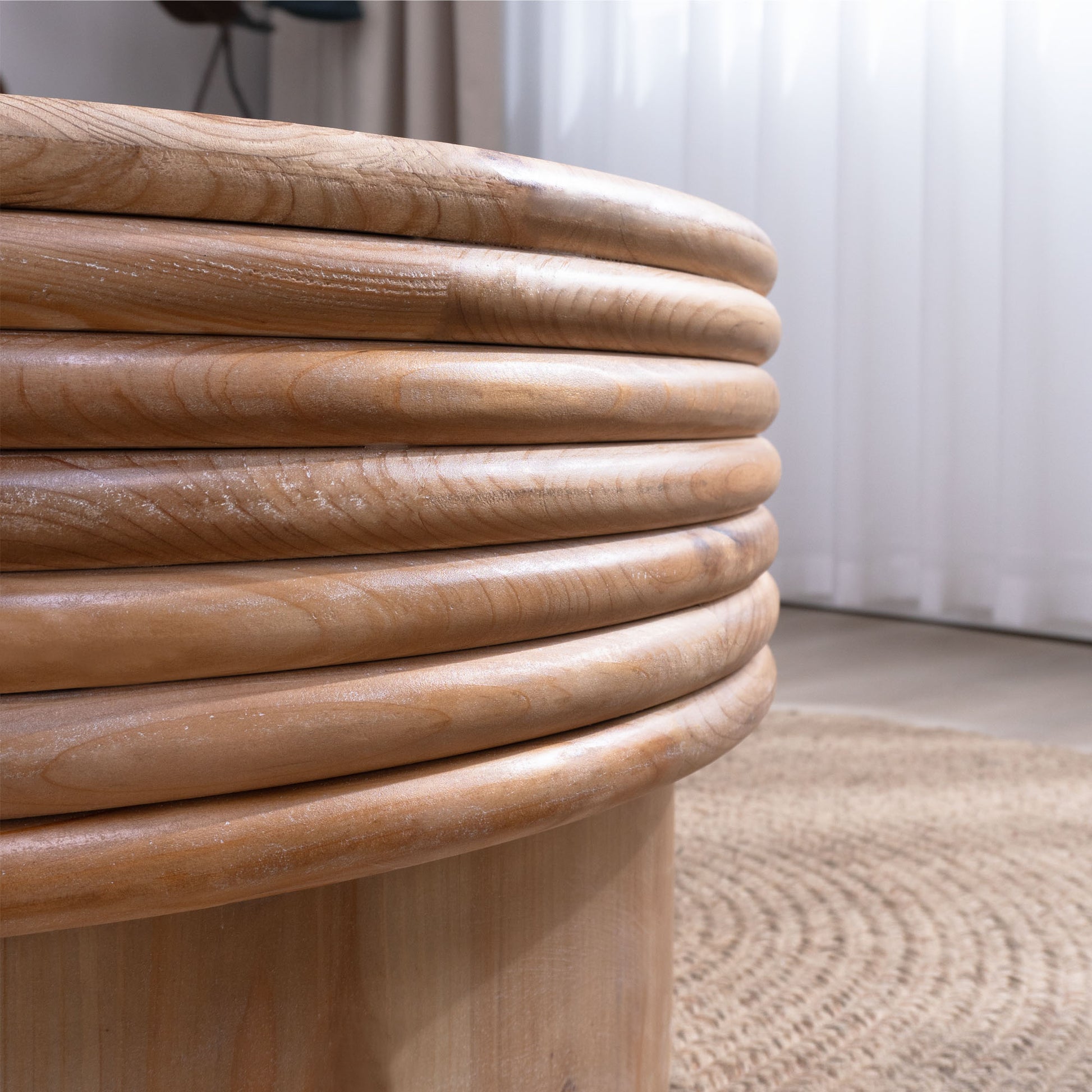 30.3" Round Engineered Wood Coffee Table with Storage