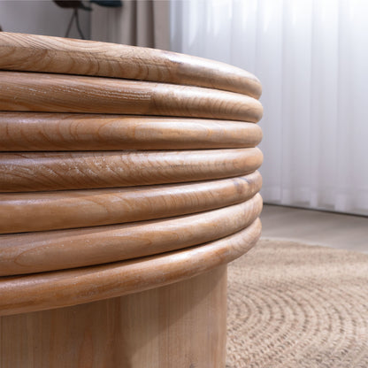 30.3" Round Engineered Wood Coffee Table with Storage