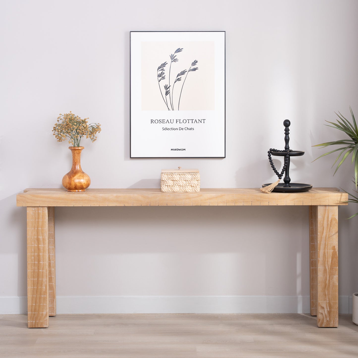 Rustic Natural Wood Console Table – 77"Entryway Table with Modern Farmhouse Design – Long Narrow Sofa Table for Living Room, Hallway, or Behind Couch – Light Wood Finish