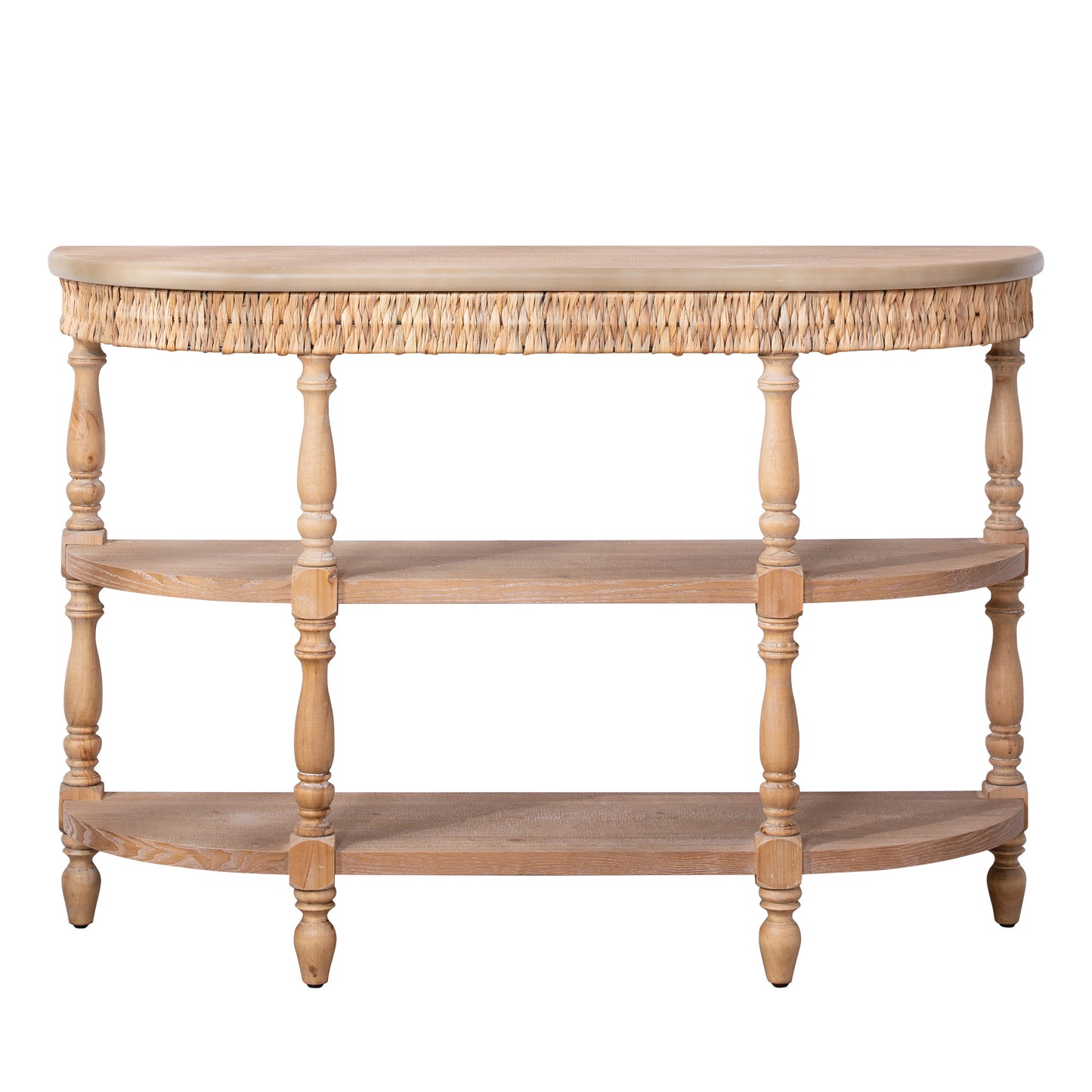 Natural Engineered Wood Console Table - 49" Oval Storage Table