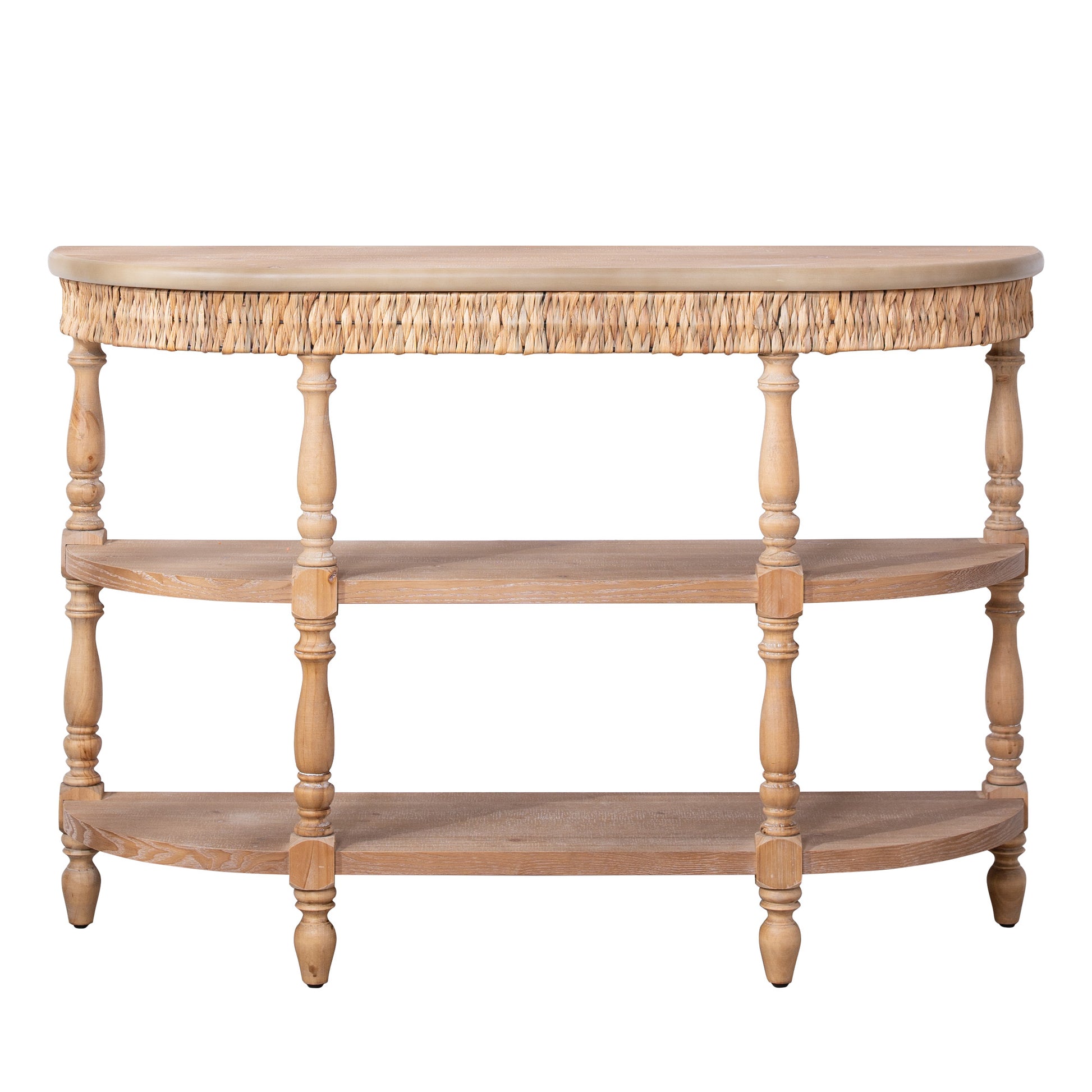 Natural Engineered Wood Console Table - 49" Oval Storage Table