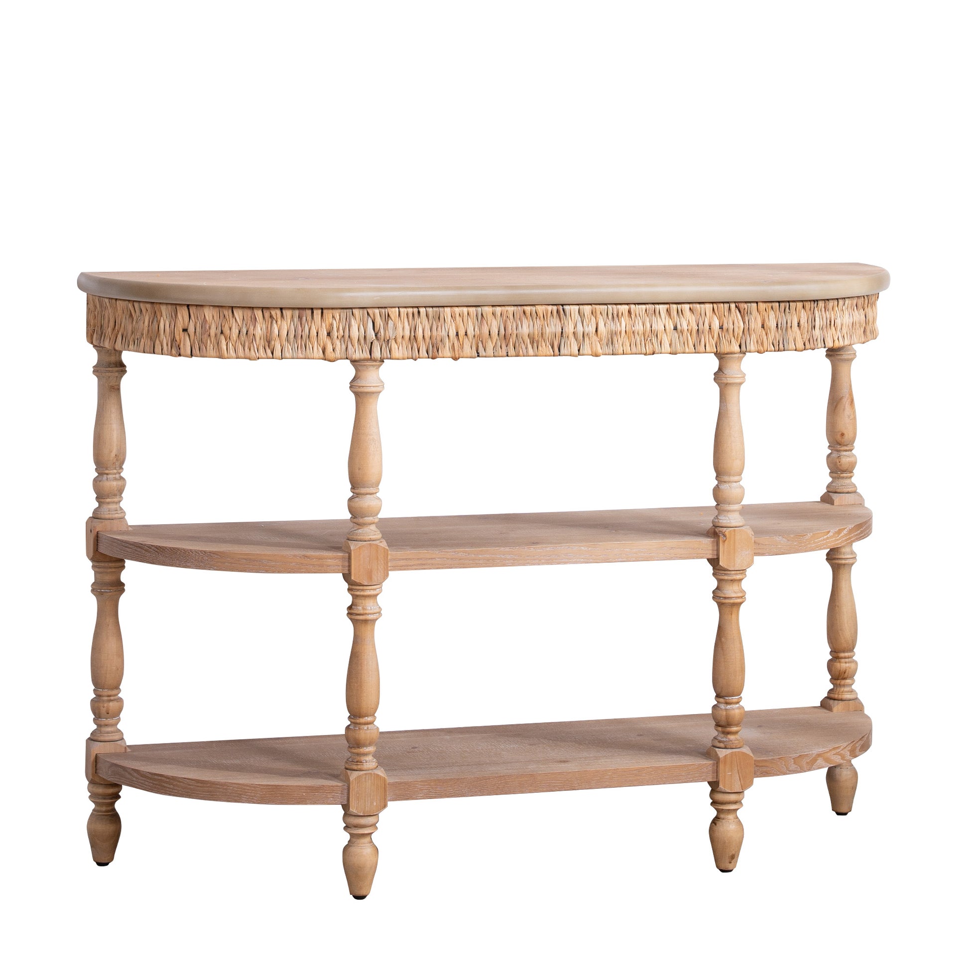 Natural Engineered Wood Console Table - 49" Oval Storage Table