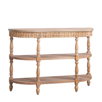 Natural Engineered Wood Console Table - 49" Oval Storage Table
