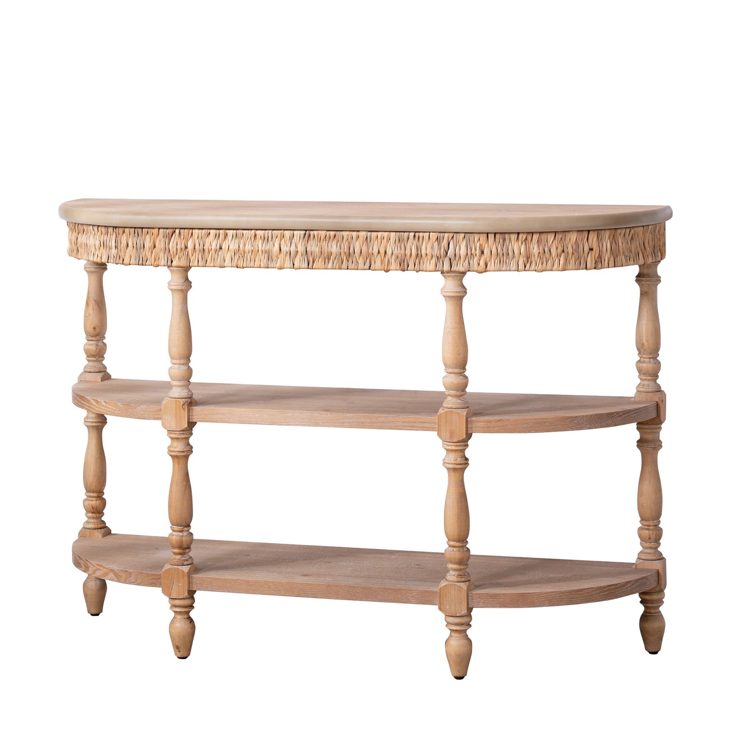 Natural Engineered Wood Console Table - 49" Oval Storage Table