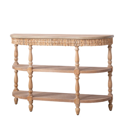 Natural Engineered Wood Console Table - 49" Oval Storage Table