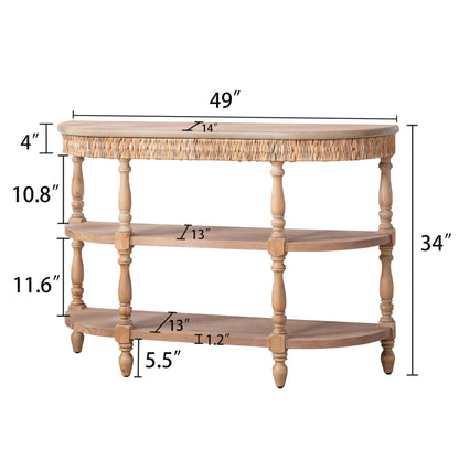 Natural Engineered Wood Console Table - 49" Oval Storage Table