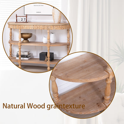Natural Engineered Wood Console Table - 49" Oval Storage Table