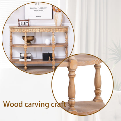 Natural Engineered Wood Console Table - 49" Oval Storage Table