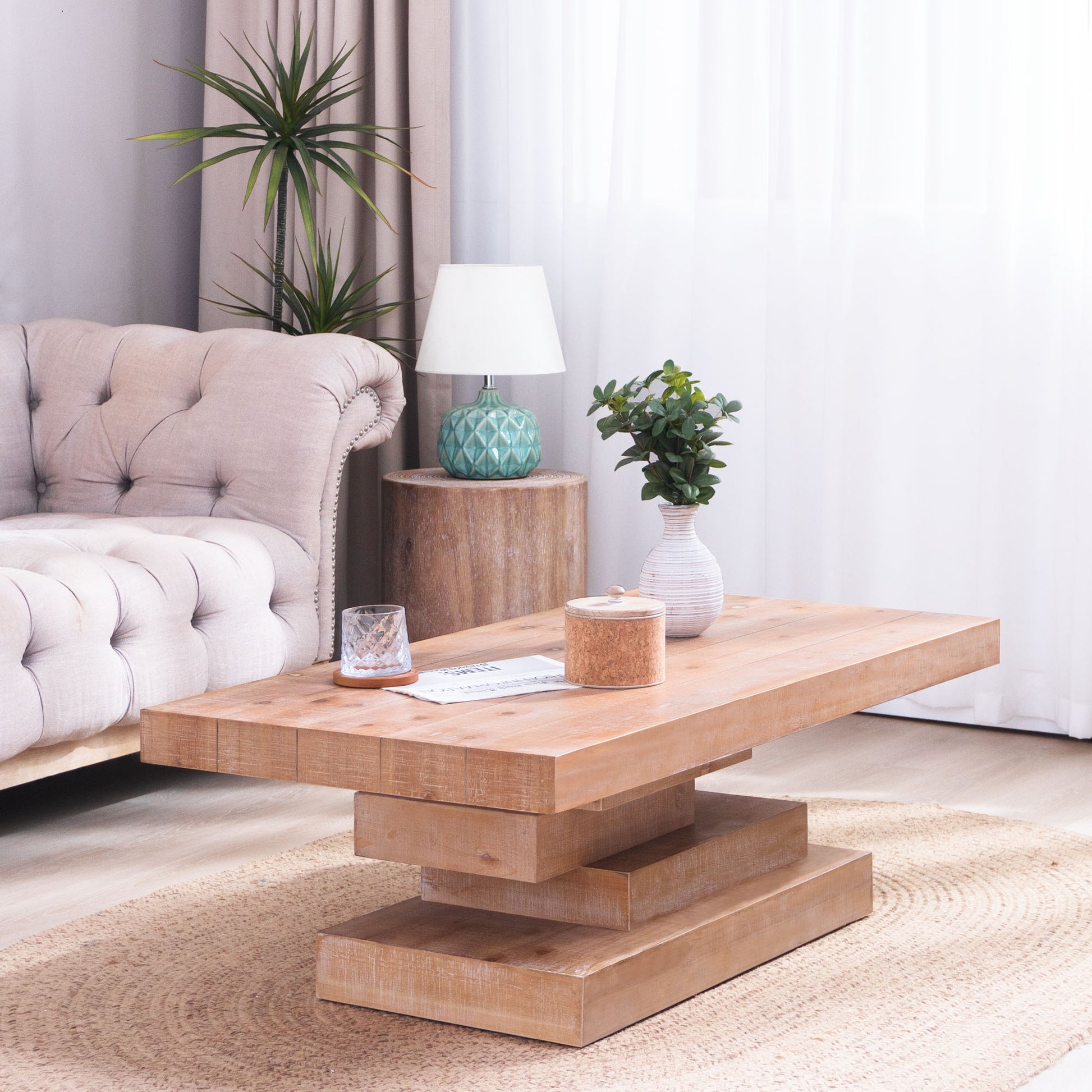 Modern Rustic Wood Coffee Table - Farmhouse Style