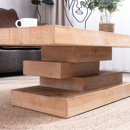 Modern Rustic Wood Coffee Table - Farmhouse Style
