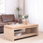 Modern Wood Coffee Table with Beaded Trim – 47" Rectangular Coffee Table with Open Storage Shelf, Light Natural Finish – Farmhouse & Coastal Living Room Furniture