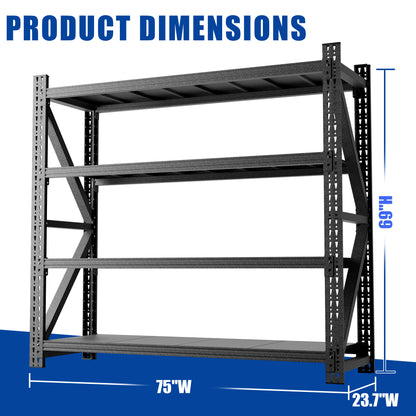 Heavy Duty Garage Shelving 6000LBS - Extra Wide Metal Adjustable Shelves (69"H x