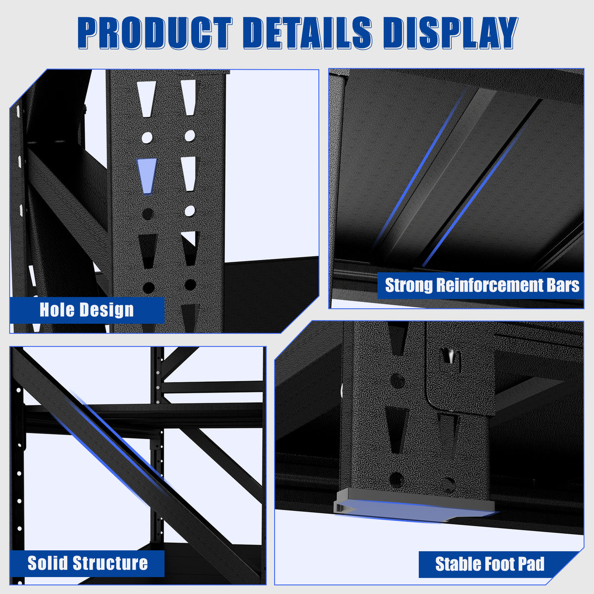 Heavy Duty Garage Shelving 6000LBS - Extra Wide Metal Adjustable Shelves (69"H x
