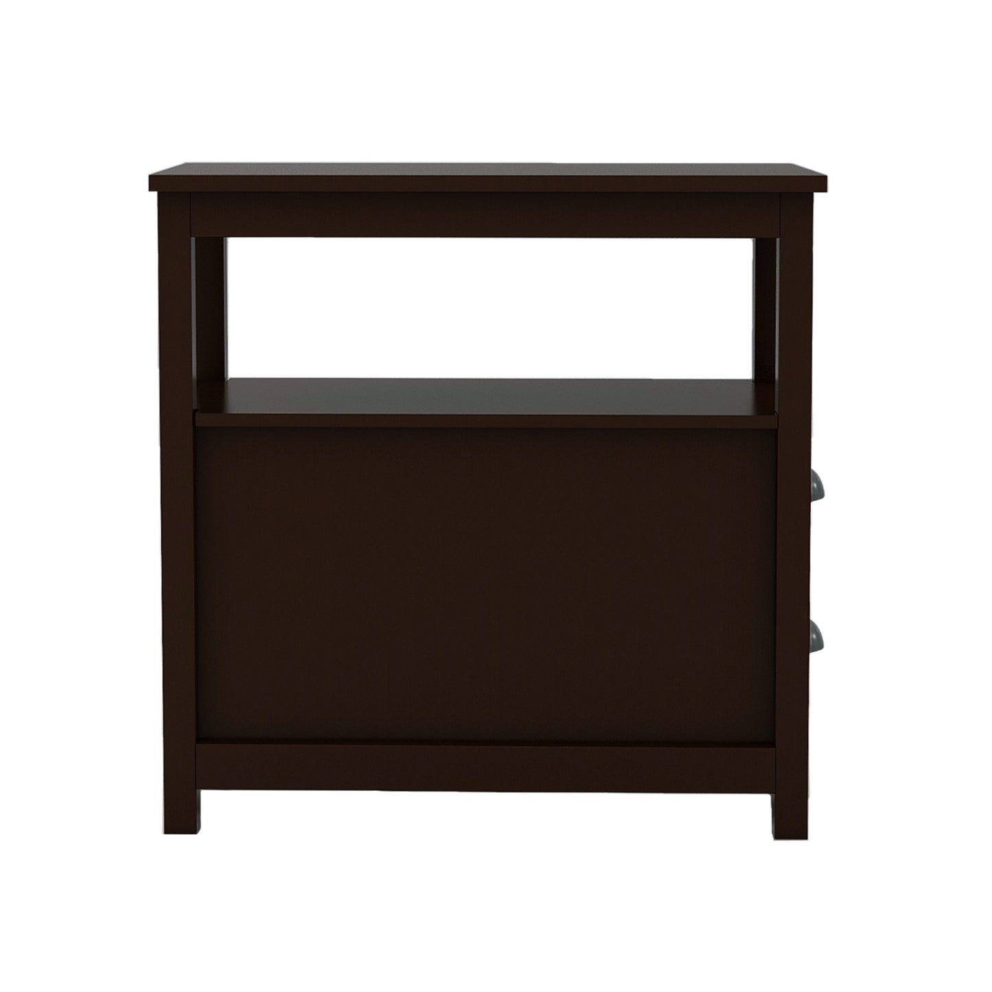 Brown MDF Side Table with Drawers & Shelves - 24" Wide for Living Room