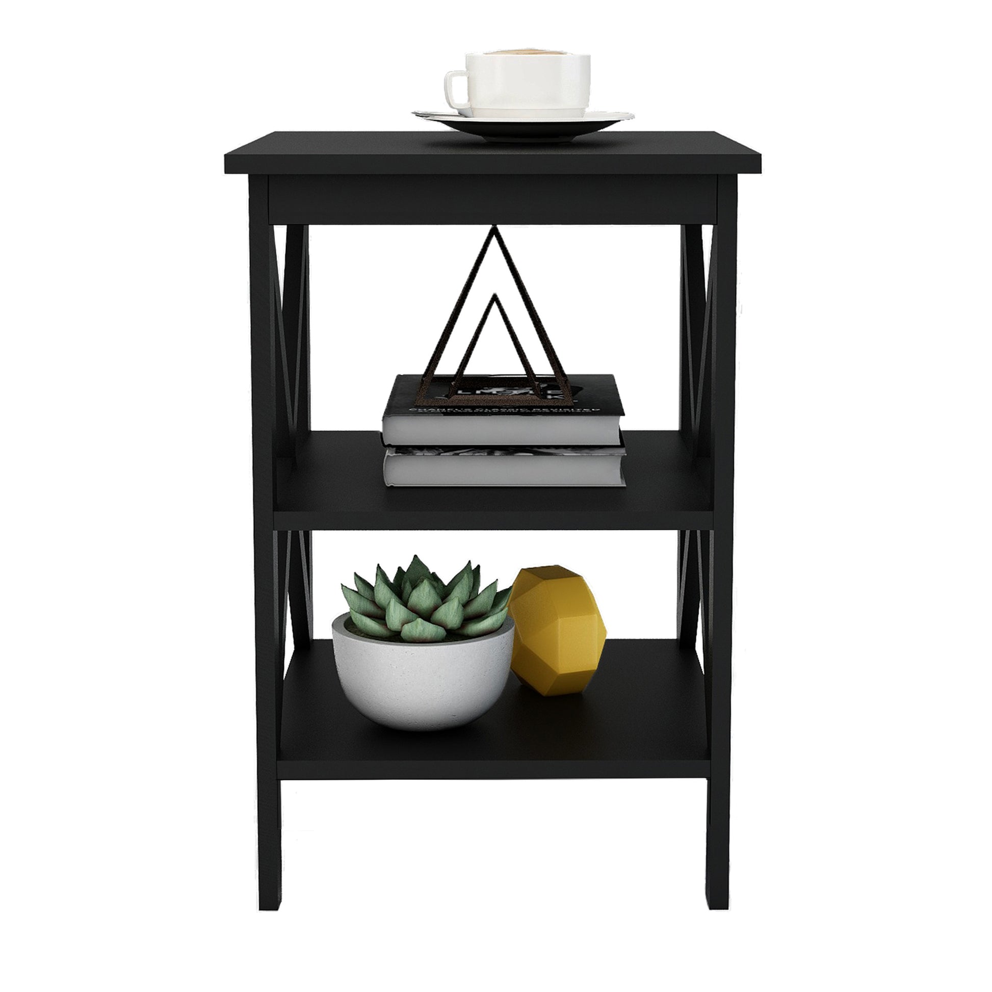 Small Black MDF Side Table for Living Room End Table
