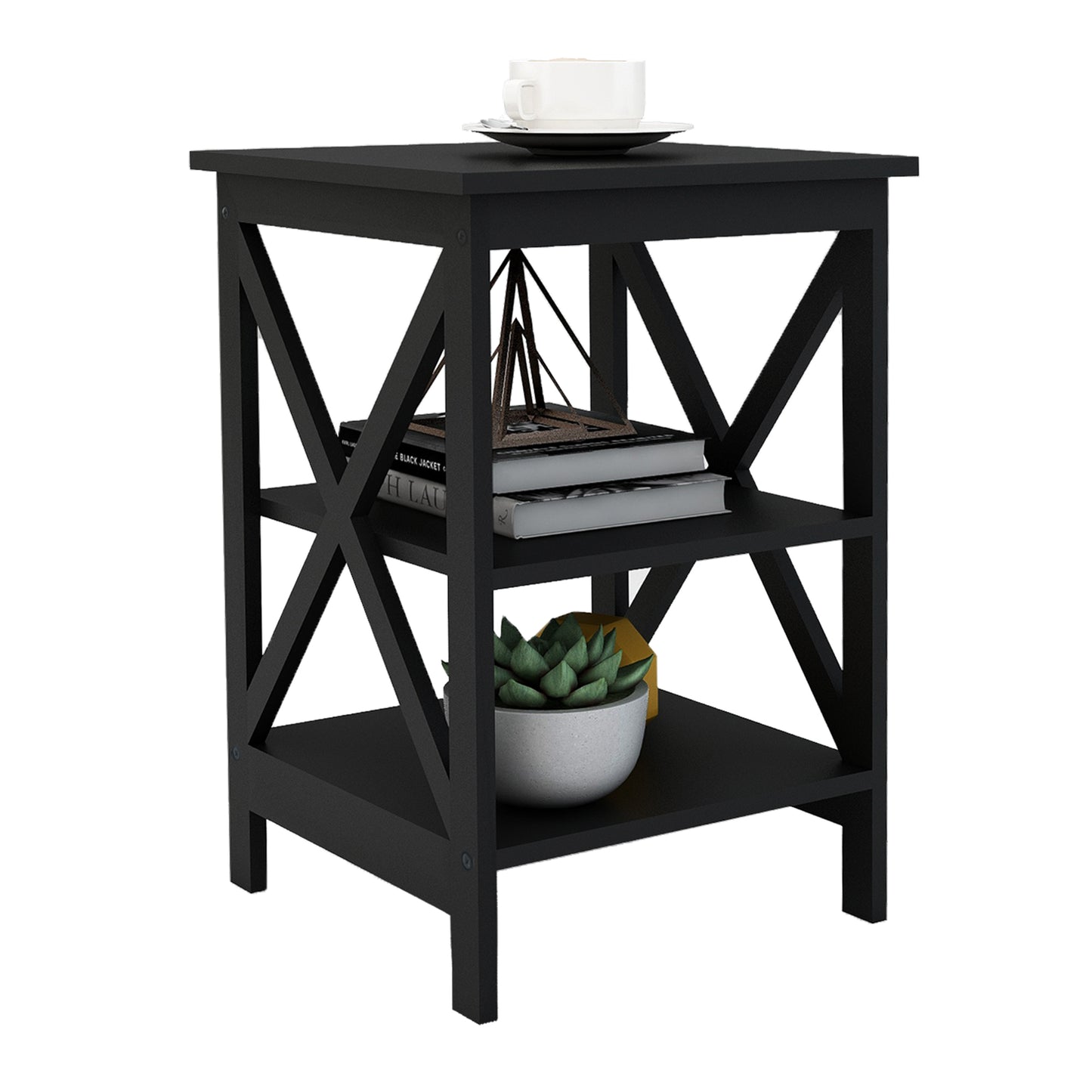 Small Black MDF Side Table for Living Room End Table