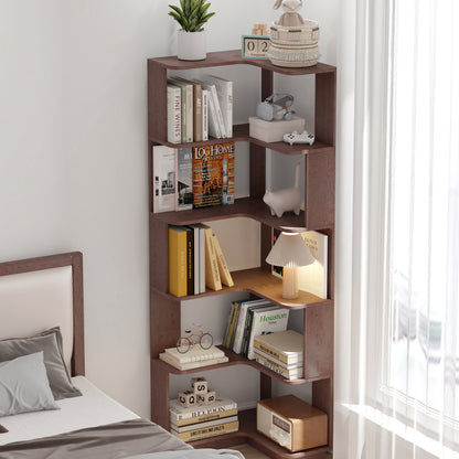 L-Shaped Corner Bookshelf for Living Room, Wood Storage