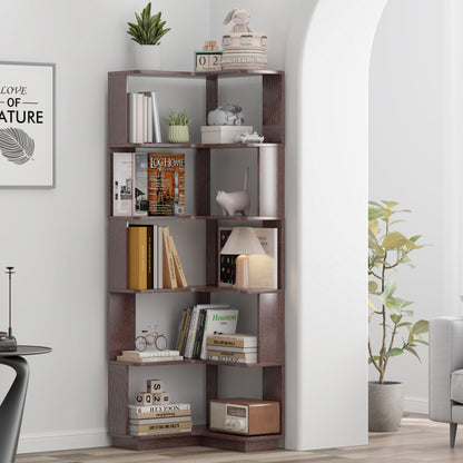 L-Shaped Corner Bookshelf for Living Room, Wood Storage