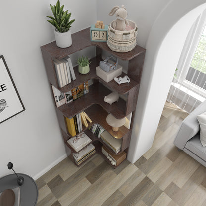 L-Shaped Corner Bookshelf for Living Room, Wood Storage