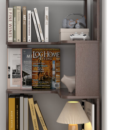 L-Shaped Corner Bookshelf for Living Room, Wood Storage