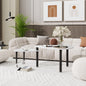 360 degree roratable White Sintered Stone Top Rotatable modern Coffee Table for Living Room, rock slabs tabletop with solid wood legs Cocktail Table, Rotating Modern Apartment Wood Furniture