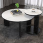 Set of 2 Round Nesting Coffee Table for Small Place, living room end table with white sintered stone top, 32.68" + 16.93" diameter Side Table Night Stand for Bed Room Dining Room, 83+ 43 cm sofa table