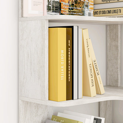Light Gray MDF 5-Tier Corner Bookshelf - 35.4"L for Living Room