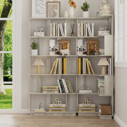 Light Grey MDF Bookcase Set - 53" x 21.65" Corner Shelving for Living Room