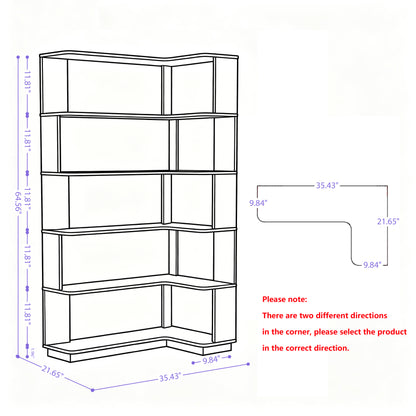 2 Bookcase Set - 90 & 80cm Corner Display Shelves, Ox Blood Red MDF for Living Room