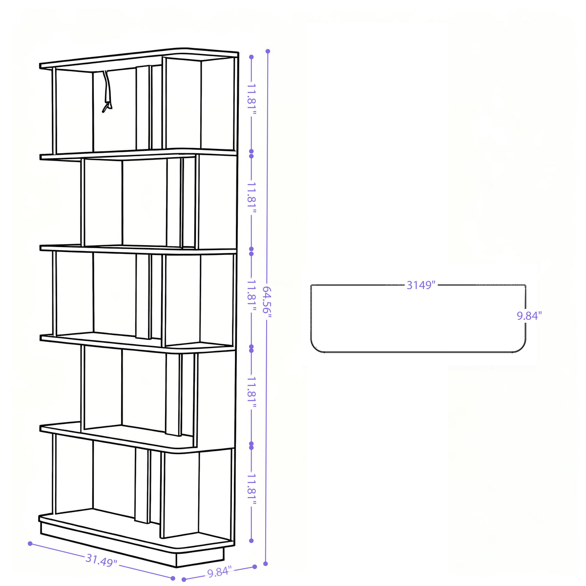 2 Bookcase Set - 90 & 80cm Corner Display Shelves, Ox Blood Red MDF for Living Room