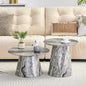 Nested coffee table, medieval-modern style coffee table, featuring grey veneer, classic round coffee table and side table set, simple living room, office center table