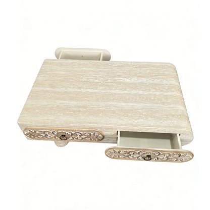 39.4" Beige+Yellow Rectangular Coffee Table with Drawer for Living Room