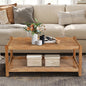 Modern 2 Tier Coffee Table for Living Room Furniture, Rectangular Center Table with Open Storage Shelf, Solid Rubberwood Legs, Stable and, Easy Assembly