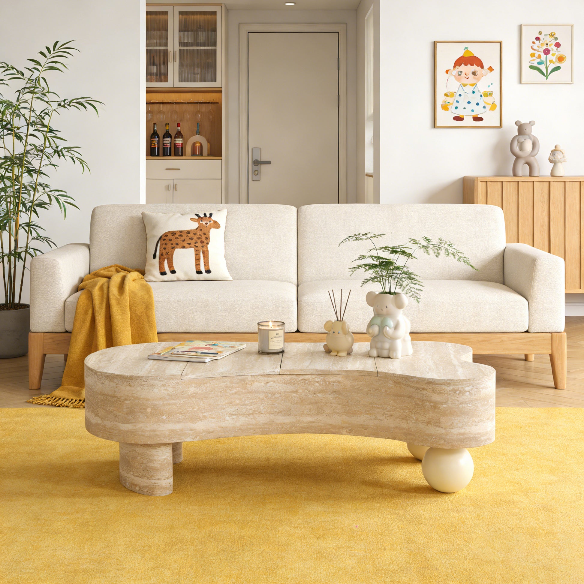 Irregular Coffee Table with flip top and hidden storage compartment