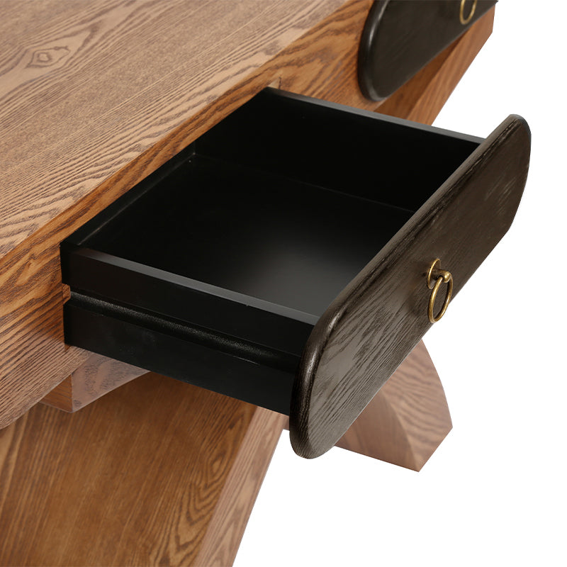Beige Brown X-Frame Console Table - Entryway Table