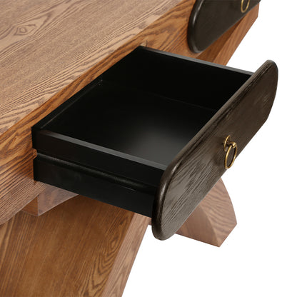 Beige Brown X-Frame Console Table - Entryway Table