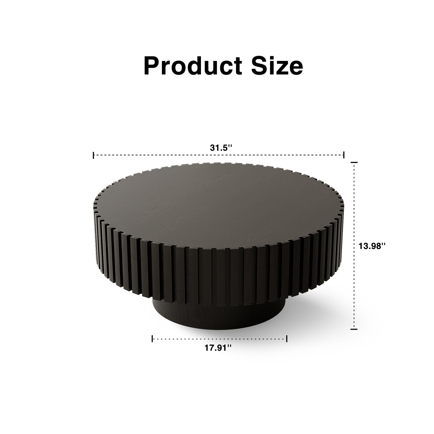 Round Black Coffee Table - Modern Relief Design