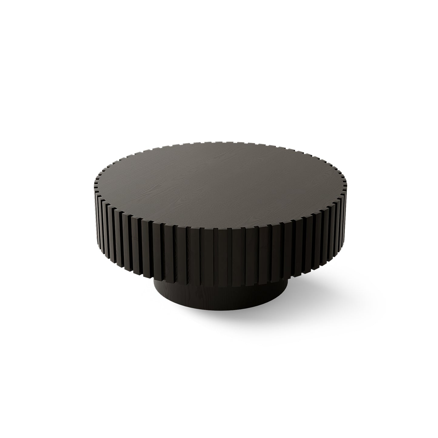 Round Black Coffee Table - Modern Relief Design