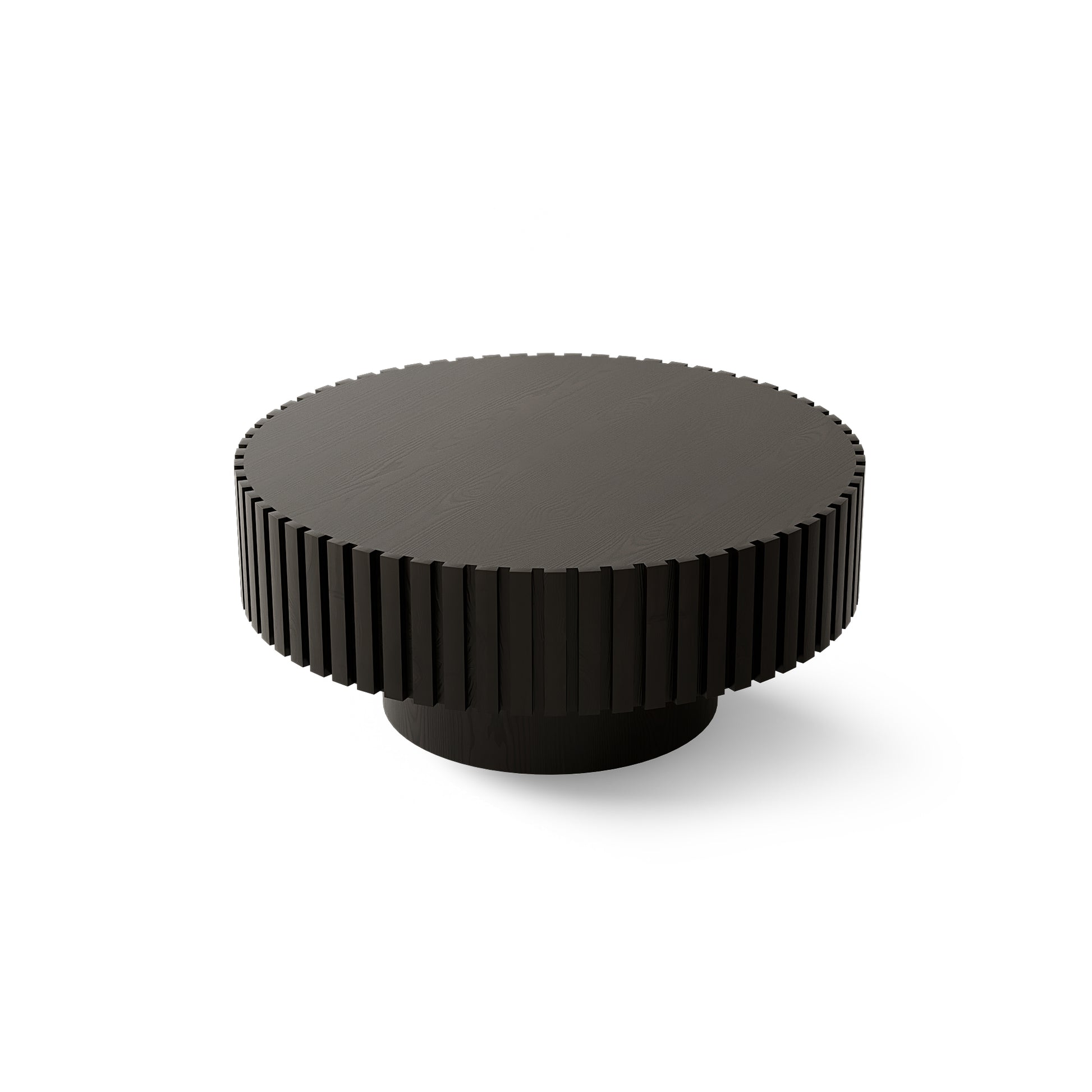 Round Black Coffee Table - Modern Relief Design