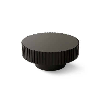 Round Black Coffee Table - Modern Relief Design